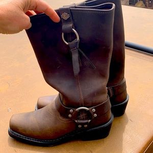 Size 10 brown leather, Harley Davidson Riding boots